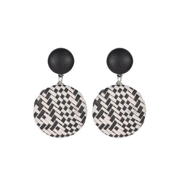 Beautiful Black and Beige Woven Earrings