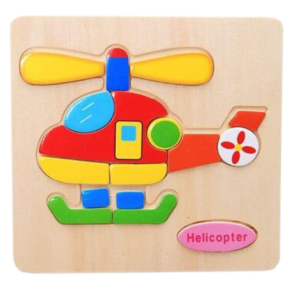 Children's Educational Toys World Wooden 3D Three-dimensional Jigsaw Baby Puzzle Toys, Helicopter
