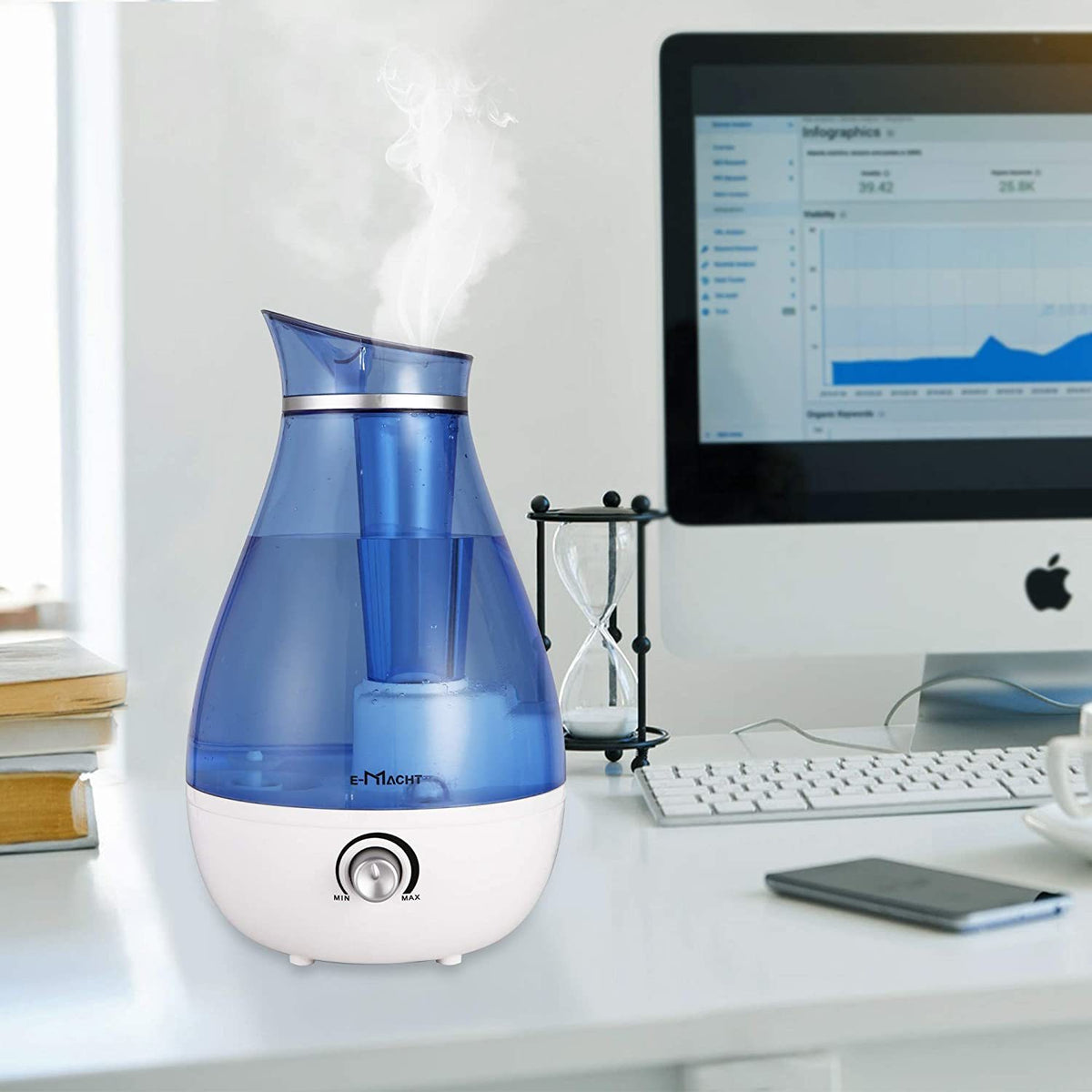 Humidifiers for Bedroom Quiet Ultrasonic Cool Mist Humidifier 2.5L with Auto Shut-Off, Night Light and Adjustable Mist Output, Less Than 30dB, Blue