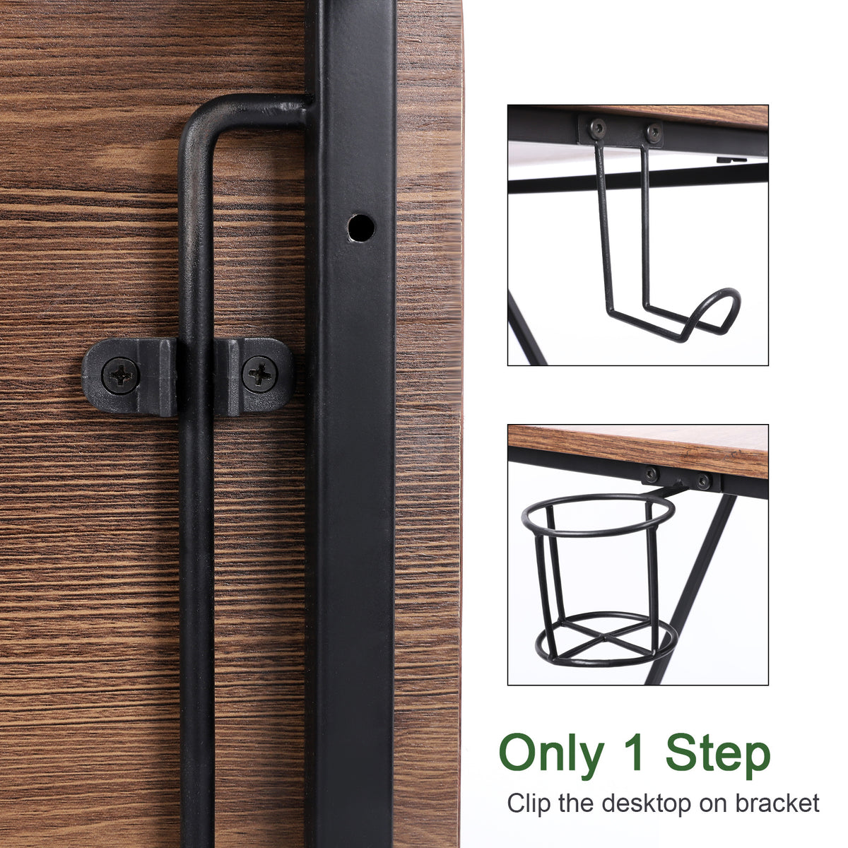 Writing Home Computer Office Desk : 39" Sturdy Steel Construction Super High Bearing Capacity Modern Simple Folding Laptop PC Study Table for Notebook Desk Brown Desktop Black Frame