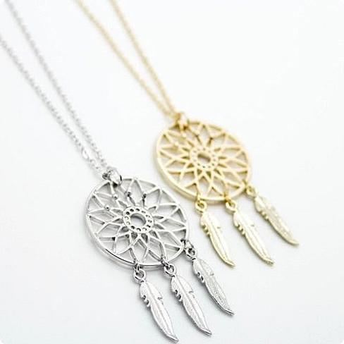 BELIEVE The Dream Catcher Necklaces In Yellow And White Gold Plating
