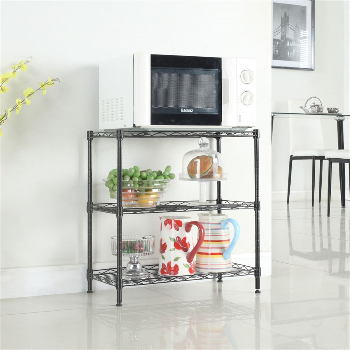 Concise 3 Layers Carbon Steel &amp; PP Storage Rack, Kitchen Storage Rack RT