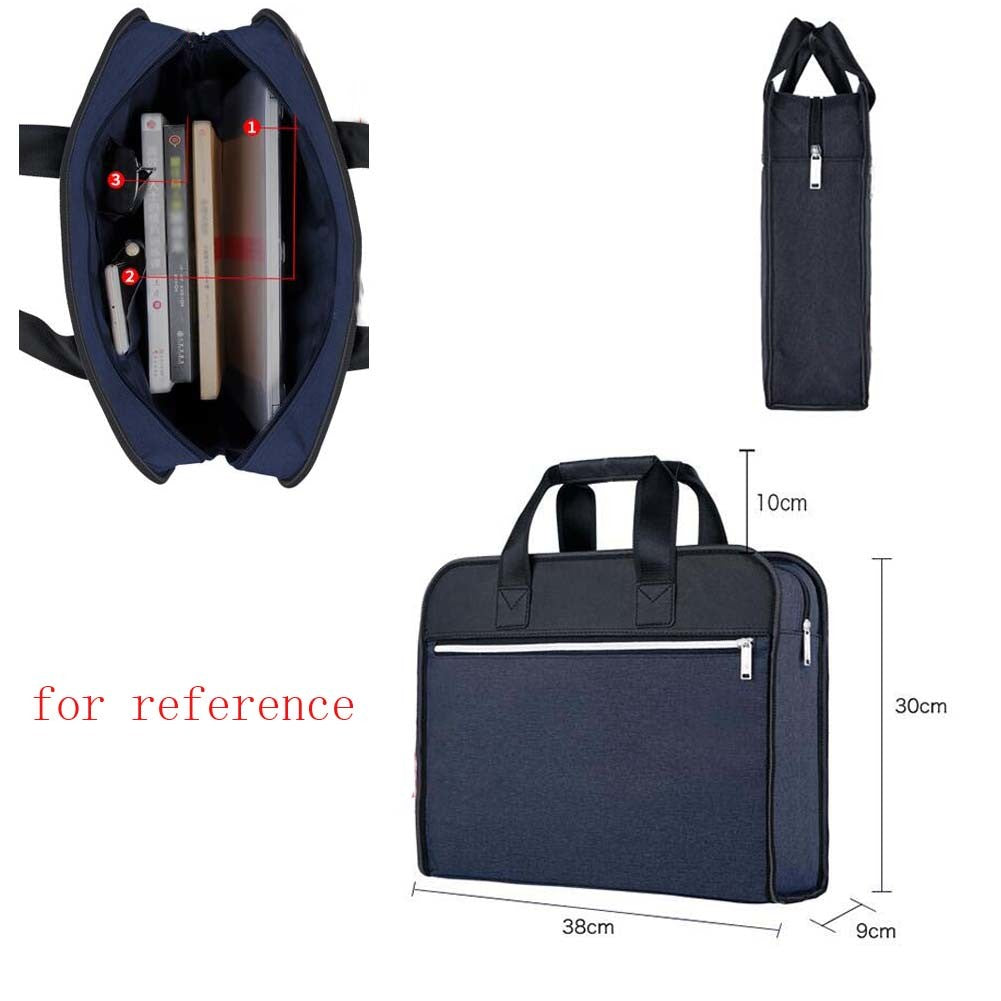 Document Bag Zippered Business Office Briefcase Meeting Handbag, BLUE