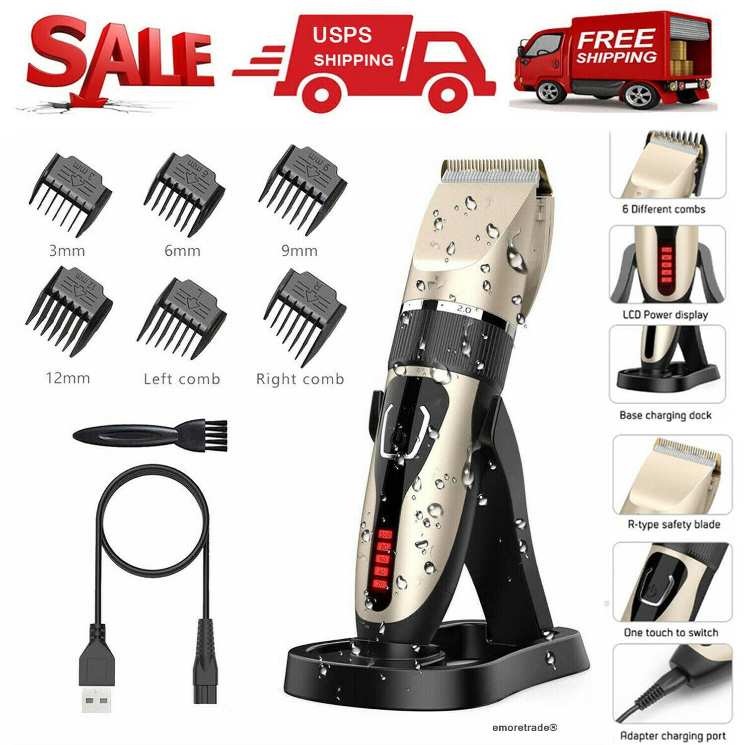 Black Friday Free shipping Cordless Electric Hair Clipper