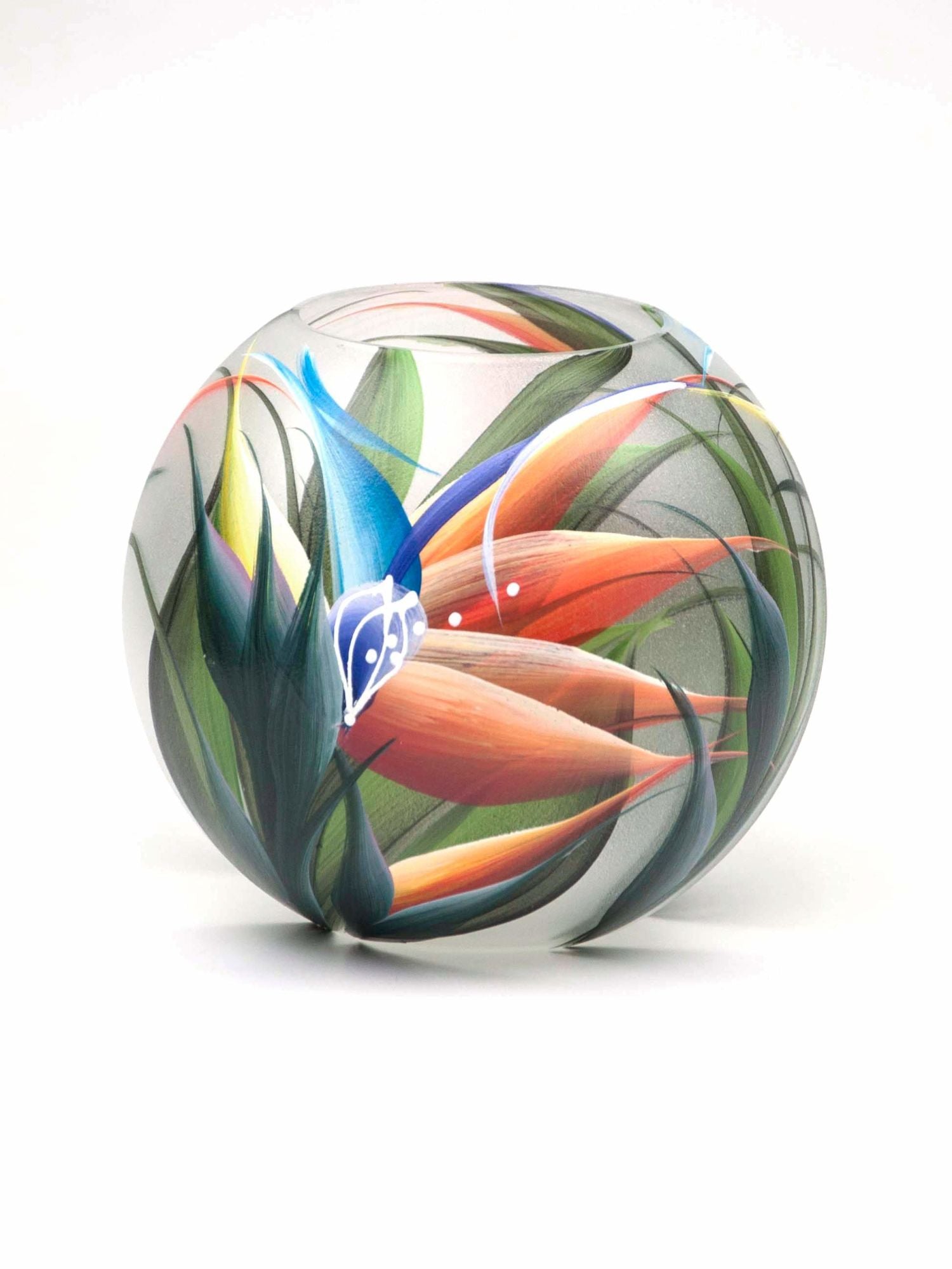 Handpainted Glass Vase for Flowers | Painted Art Glass Vase | Interior Design Home Room Decor | Table vase 6 in