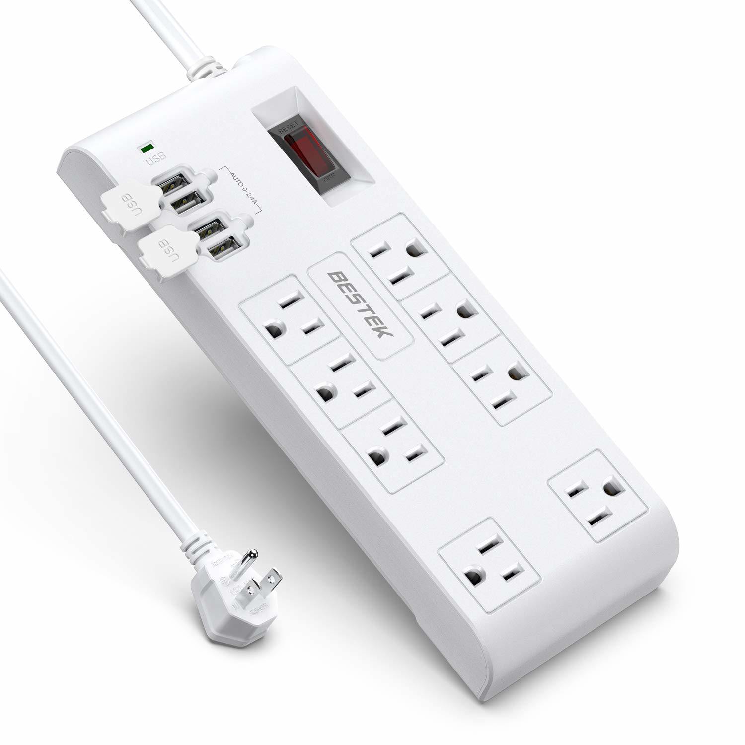 8-Outlet 6Ft Extension Cord Power Strip