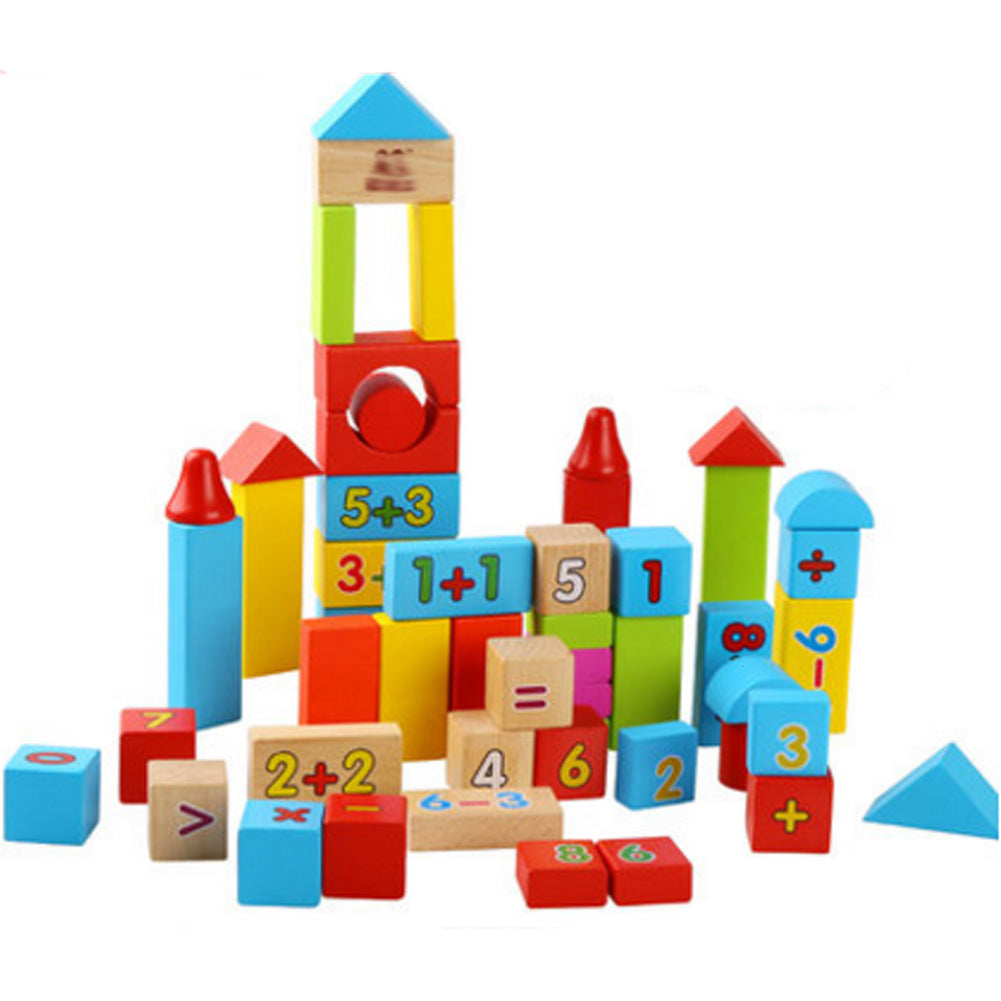 Children's Puzzle Solid Wooden Digital Building Block Toys