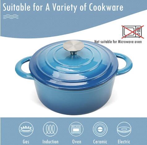COOKWIN Enameled Cast Iron Dutch Oven with Self Basting Lid, Non-stick Enamel Coated Cookware Pot