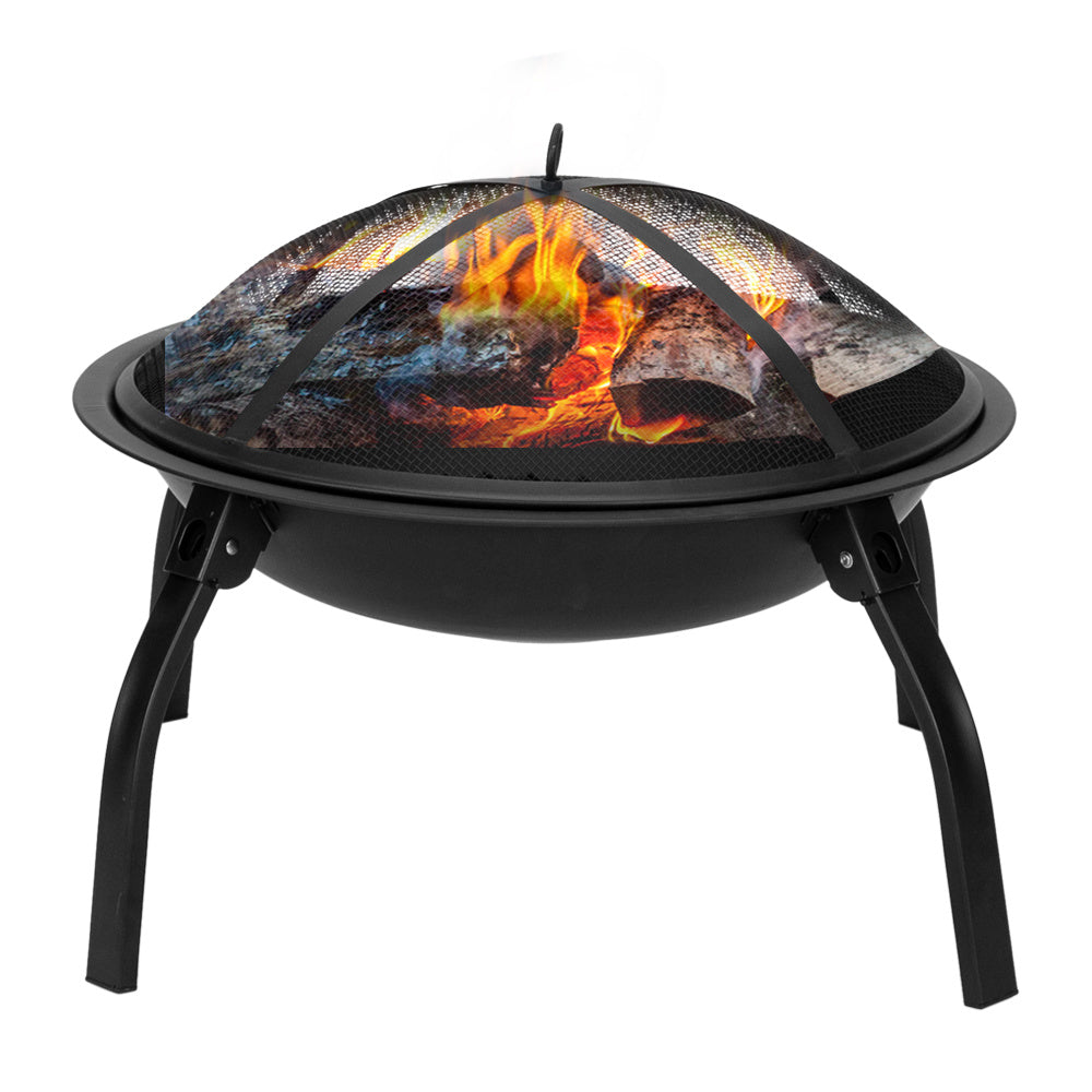 Iron Fire Pit Bowl Outdoor Backyard Patio Garden Burning Heater Black