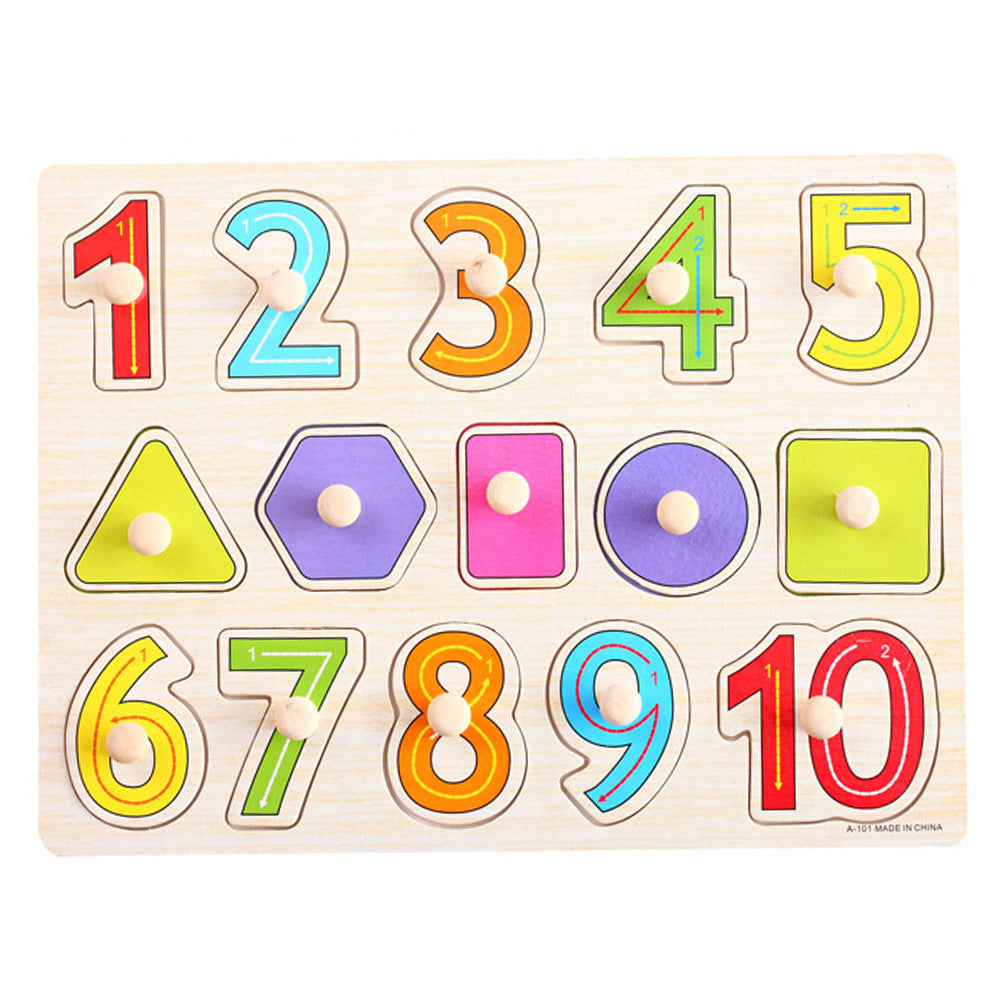 Kids Playschool Preschool Puzzled Educational Toy Wooden Puzzle,1-10