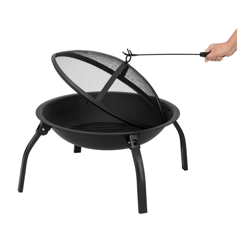 Iron Fire Pit Bowl Outdoor Backyard Patio Garden Burning Heater Black