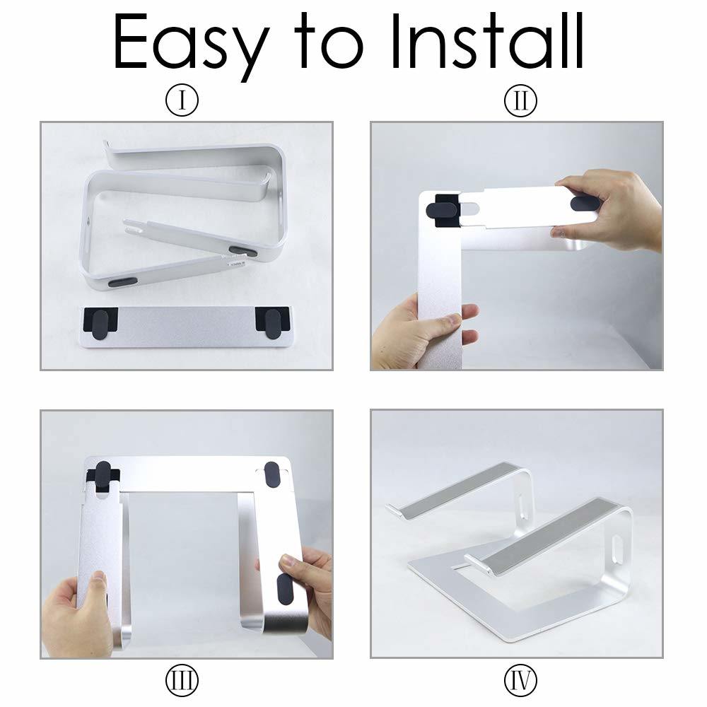 Laptop Stand for Desk Portable Tray Vertical Holder Ergonomic Mac Riser for Bed and Sofa Lap for MacBook Pro Air Netbook Tablet 10 to 17 inch -Silver