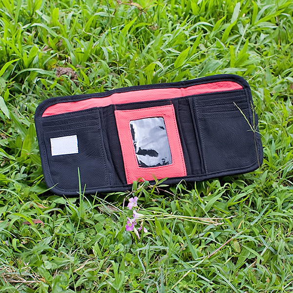 [Short Walk] Embroidered Applique Fabric Art Trifold Wallet Purse / Card Holder (4.7*3.1)