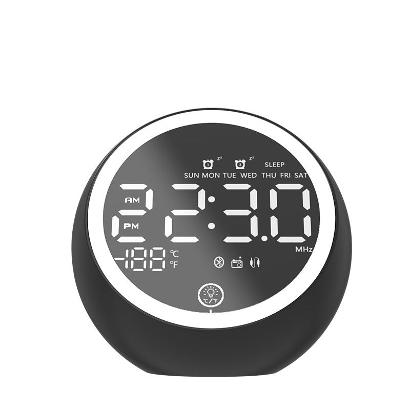 CYBORIS Digital Alarm Clock Radio Non Ticking with Bluetooth Speaker,Dual Alarm,2 USB Charger,Snooze Function,Dimmer LED Display,Portable Bedside Alarm Clocks for Home Bedroom Kids (Black)