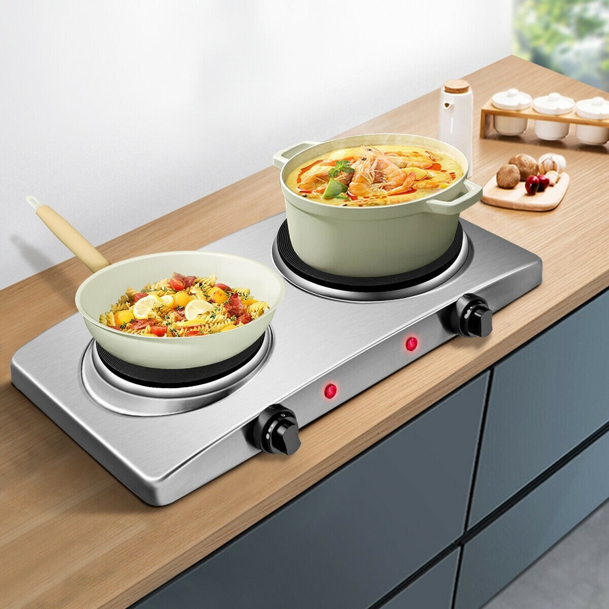Double Hot Plate Electric Countertop Burner