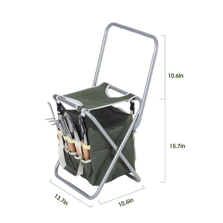 9 PCS Garden Tools Set Ergonomic Wooden Handle Sturdy Stool