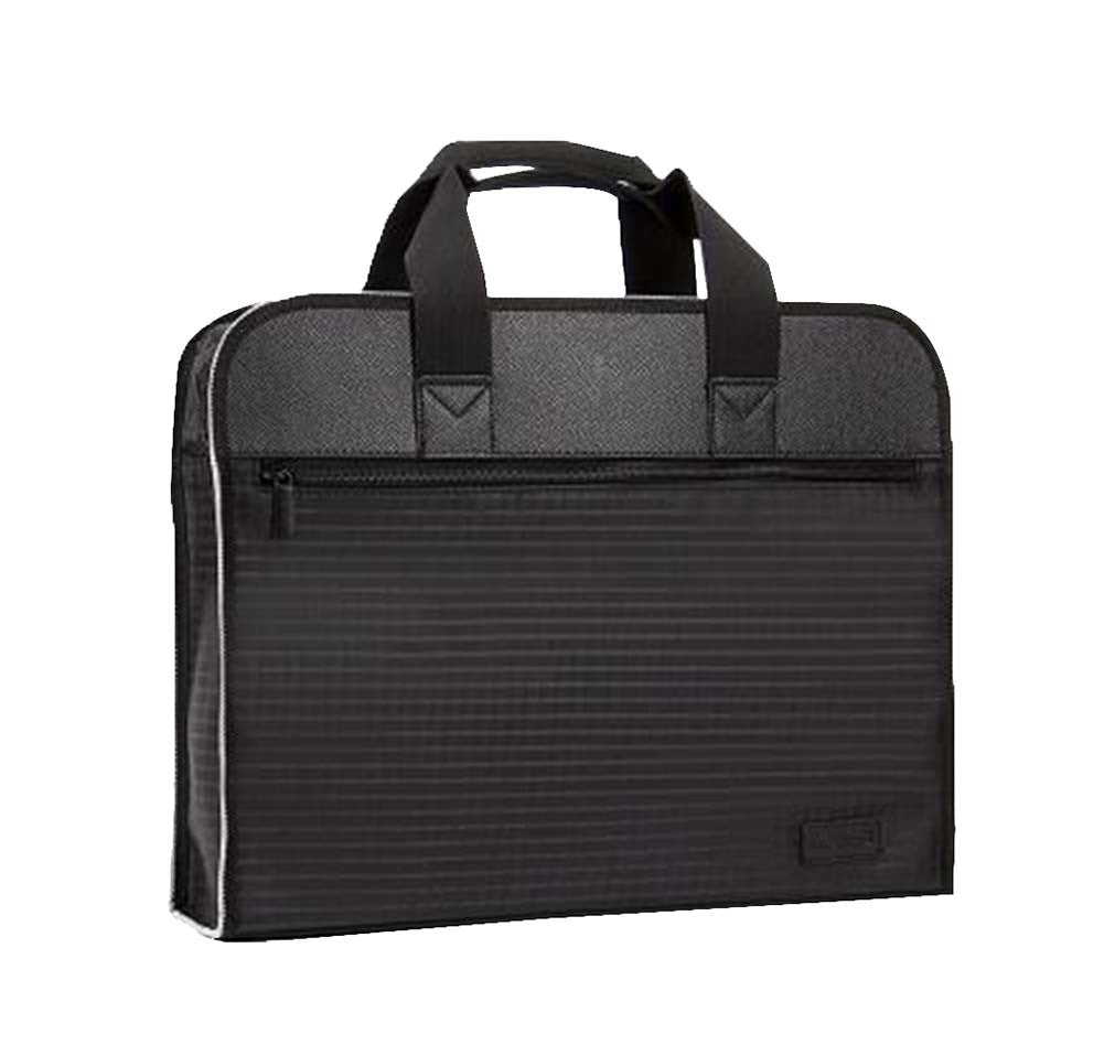 Portable Document Bag Zipper Bag Multi-layered Data Bag Briefcase, Black-1