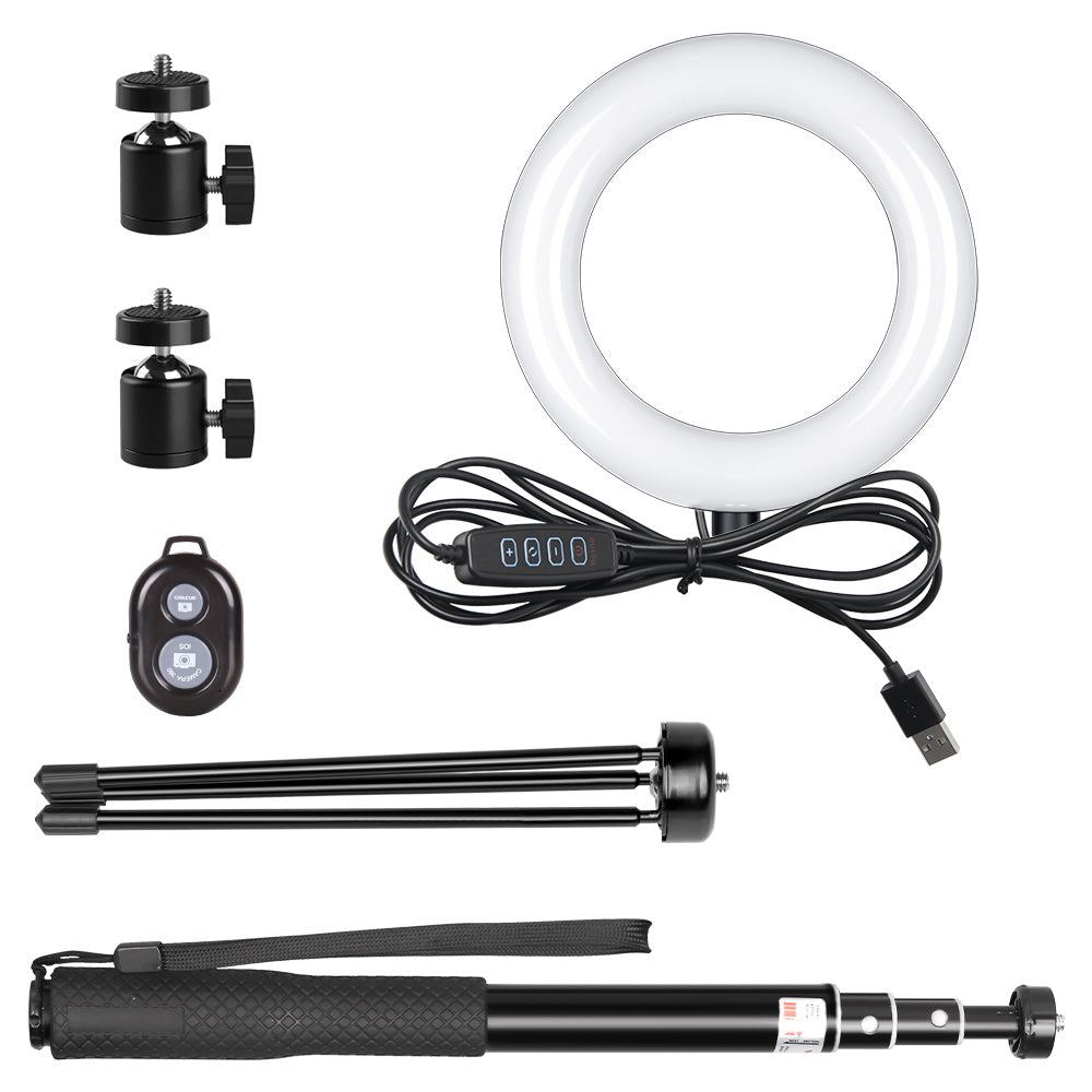 6 inch Ring Light with Gimbal Iron Metal Bracket Selfie Stick Bluetooth Set YF