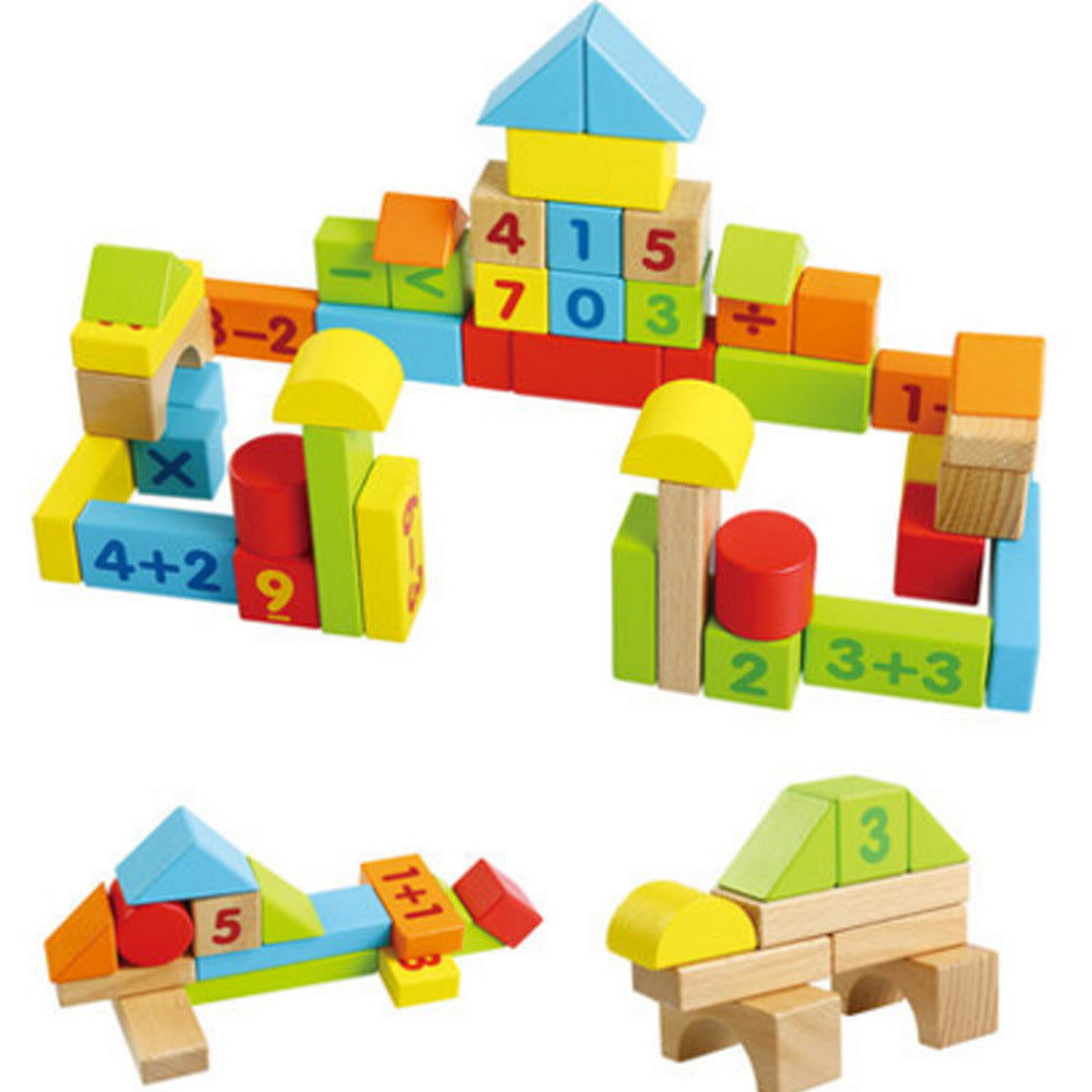 Children's Puzzle Solid Wooden Digital Building Block Toys