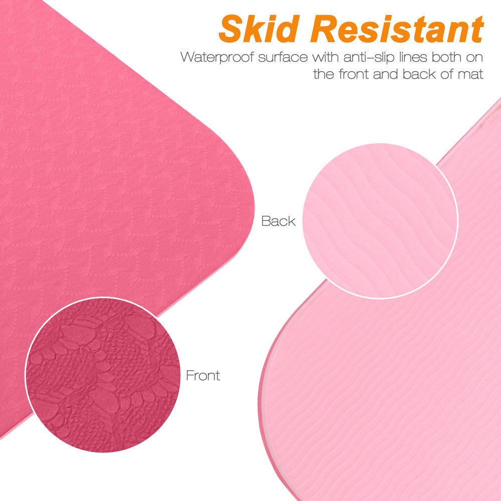 Yoga Mat Classic 1/4 Inch Thick Pro Yoga Mat Eco Friendly Non Slip Fitness Exercise Mat with Carrying Strap-Workout Mat for Yoga, Pilates and Floor Exercises