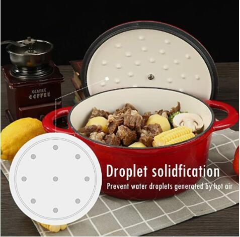 COOKWIN Enameled Cast Iron Dutch Oven with Self Basting Lid, Non-stick Enamel Coated Cookware Pot