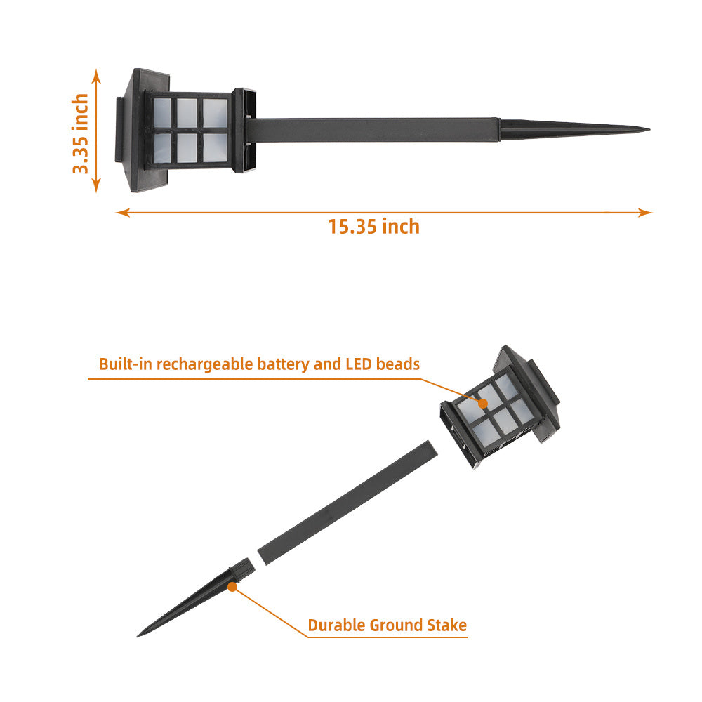 Free shipping 6pcs White LED Solar Lantern Torch Light Garden Landscape Lighting YJ