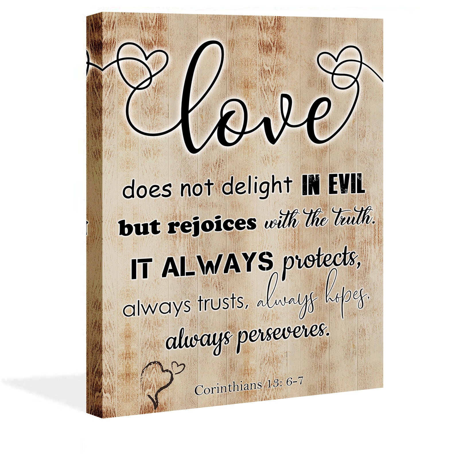 Love Word Canvas Wall Art Corinthians for Office Decor Retro Word Pictures for Kitchen Bedroom Home Decorations