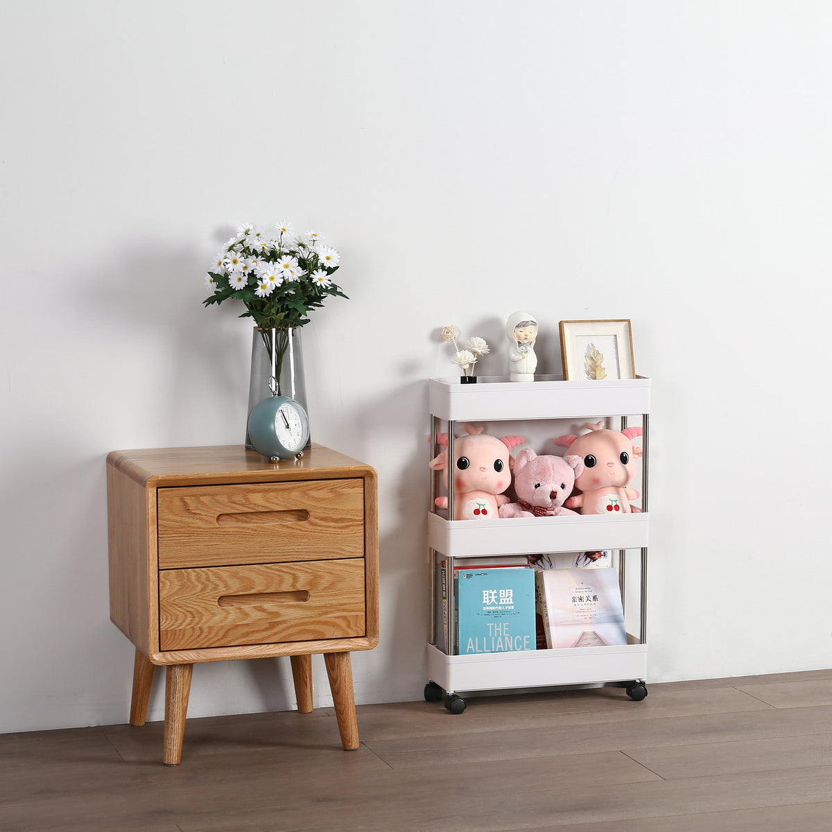 3 Tier Slim Storage Cart Mobile Shelving Unit