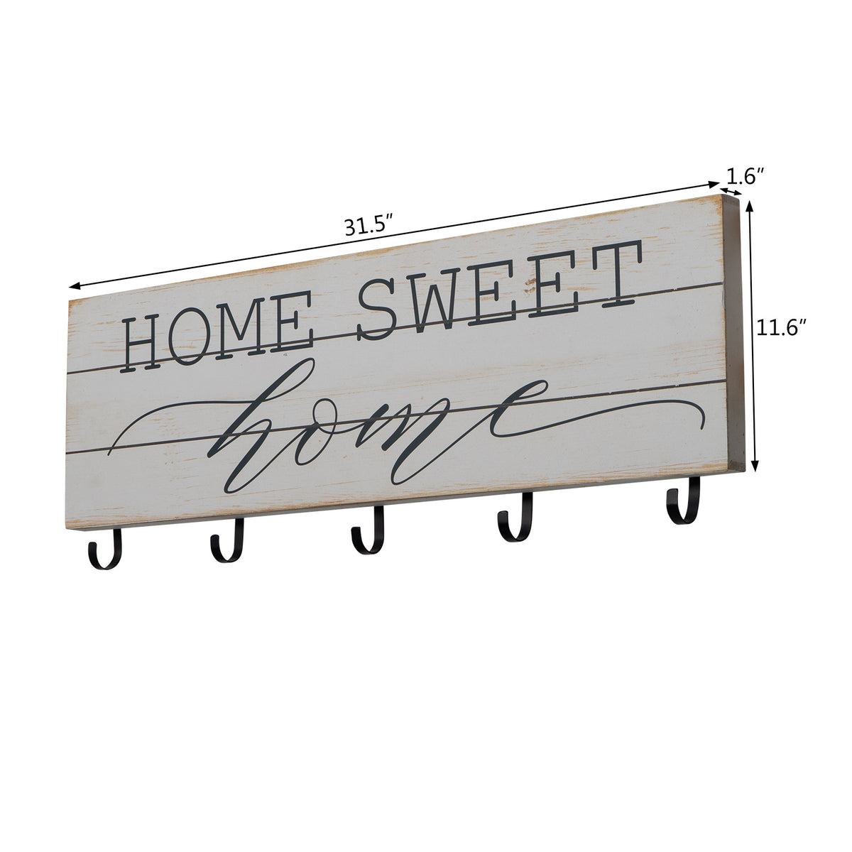 Coat Hook Rack Wall Mounted with 5 Key Hangers for Your Entryway, Kitchen, Bathroom RT