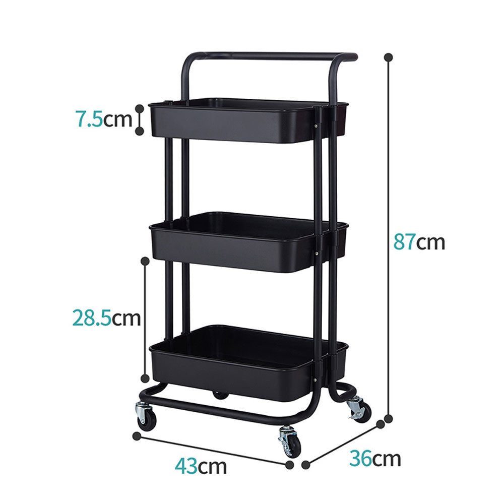 3-Tier Home Kitchen Storage Utility cart Metal&amp;ABS