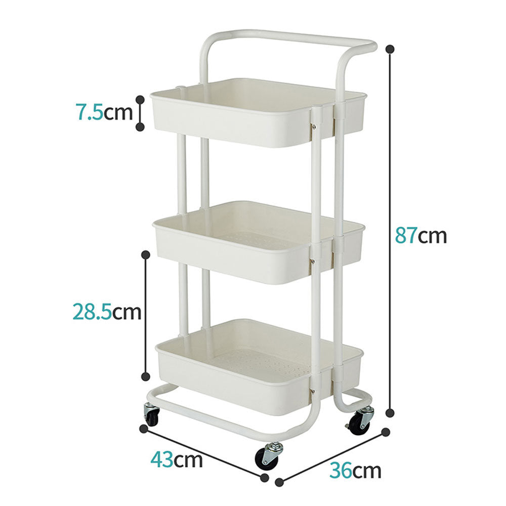 3-Tier Home Kitchen Storage Utility cart Metal&amp;ABS