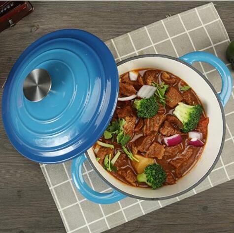 COOKWIN Enameled Cast Iron Dutch Oven with Self Basting Lid, Non-stick Enamel Coated Cookware Pot