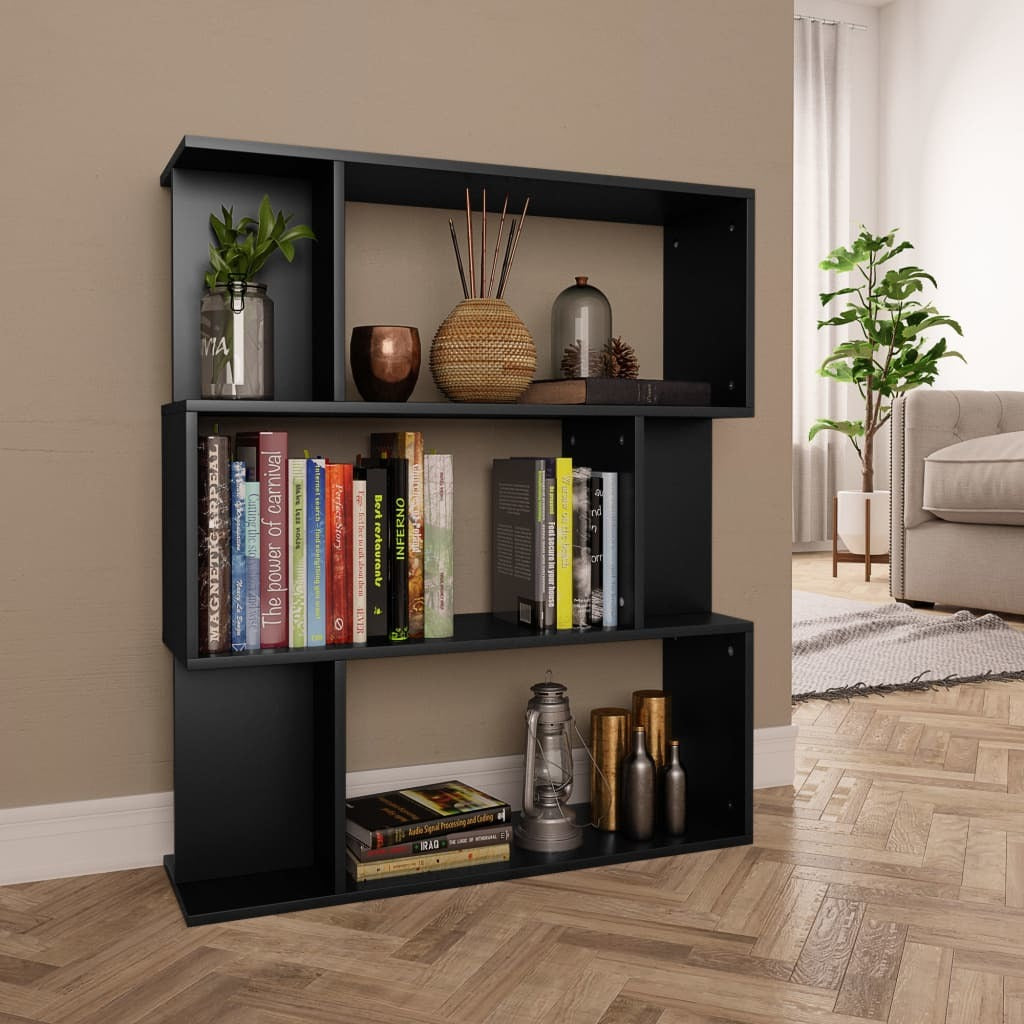 Book Cabinet/Room Divider Black 31.5"x9.4"x37.8" Chipboard