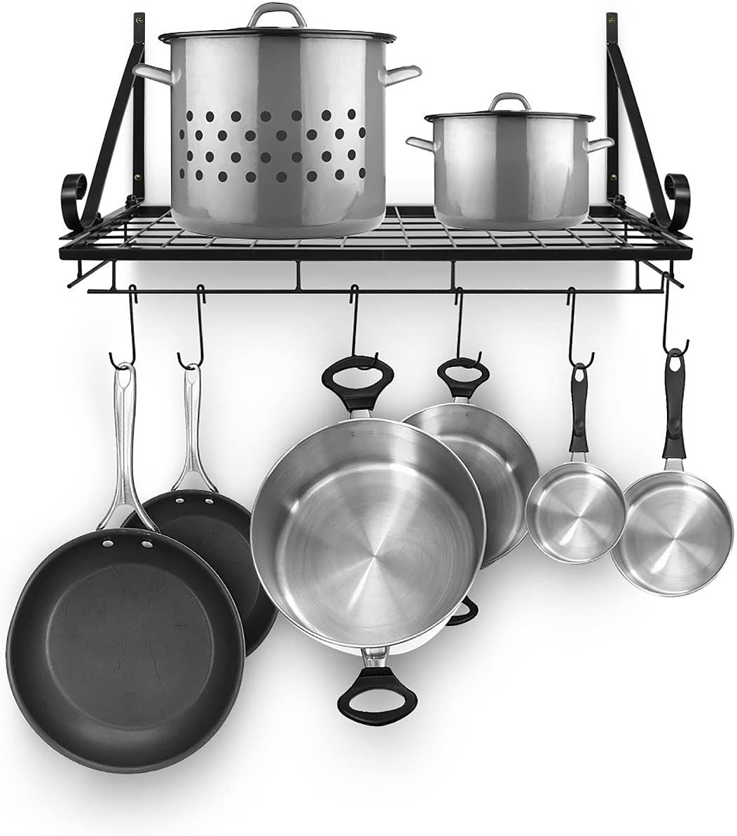 Pots and Pan Rack, Decorative Wall Mounted Storage Hanging Rack