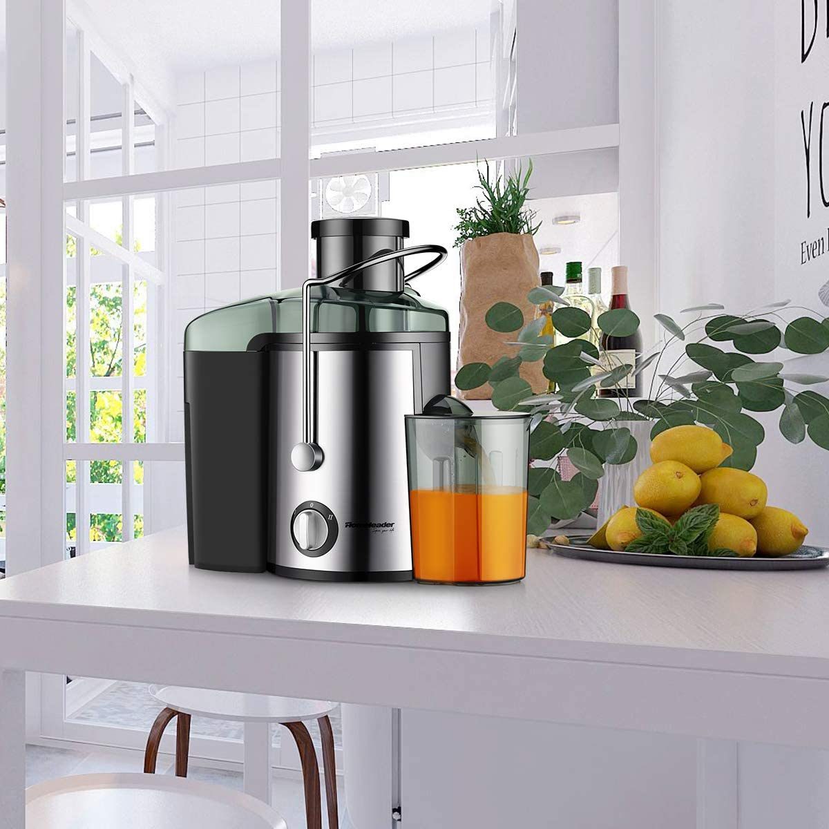 Juicer Juice Extractor, Homeleader Stainless Steel Centrifugal Juicer with 3'' Wide Mouth, for Fruits and Vegetables, BPA-FREE