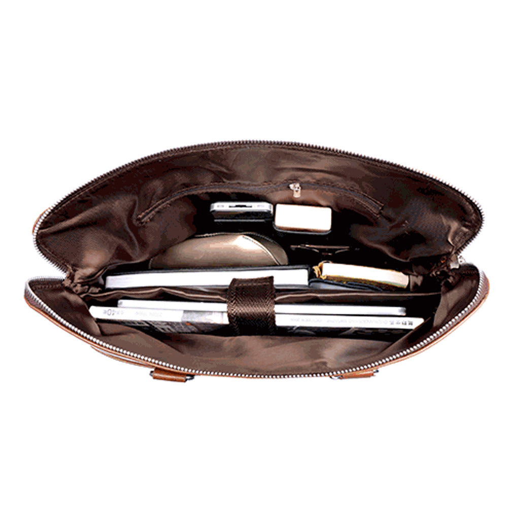 Mens Cattlehide Briefcase Laptop Case Messenger Bag Business Shoulder Bag Black