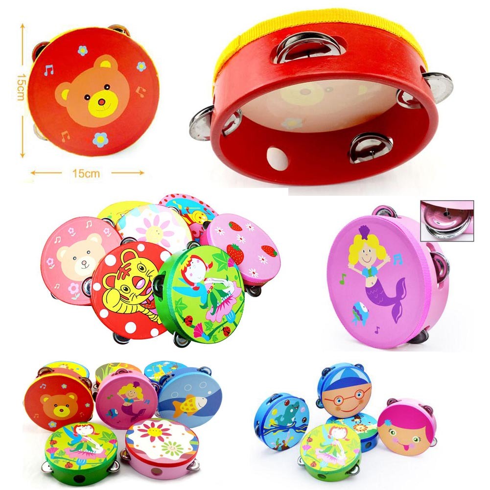 Tambourine Drum Bell Percussion Instrument Musical Toy for KTV Party Kids Games, #B16