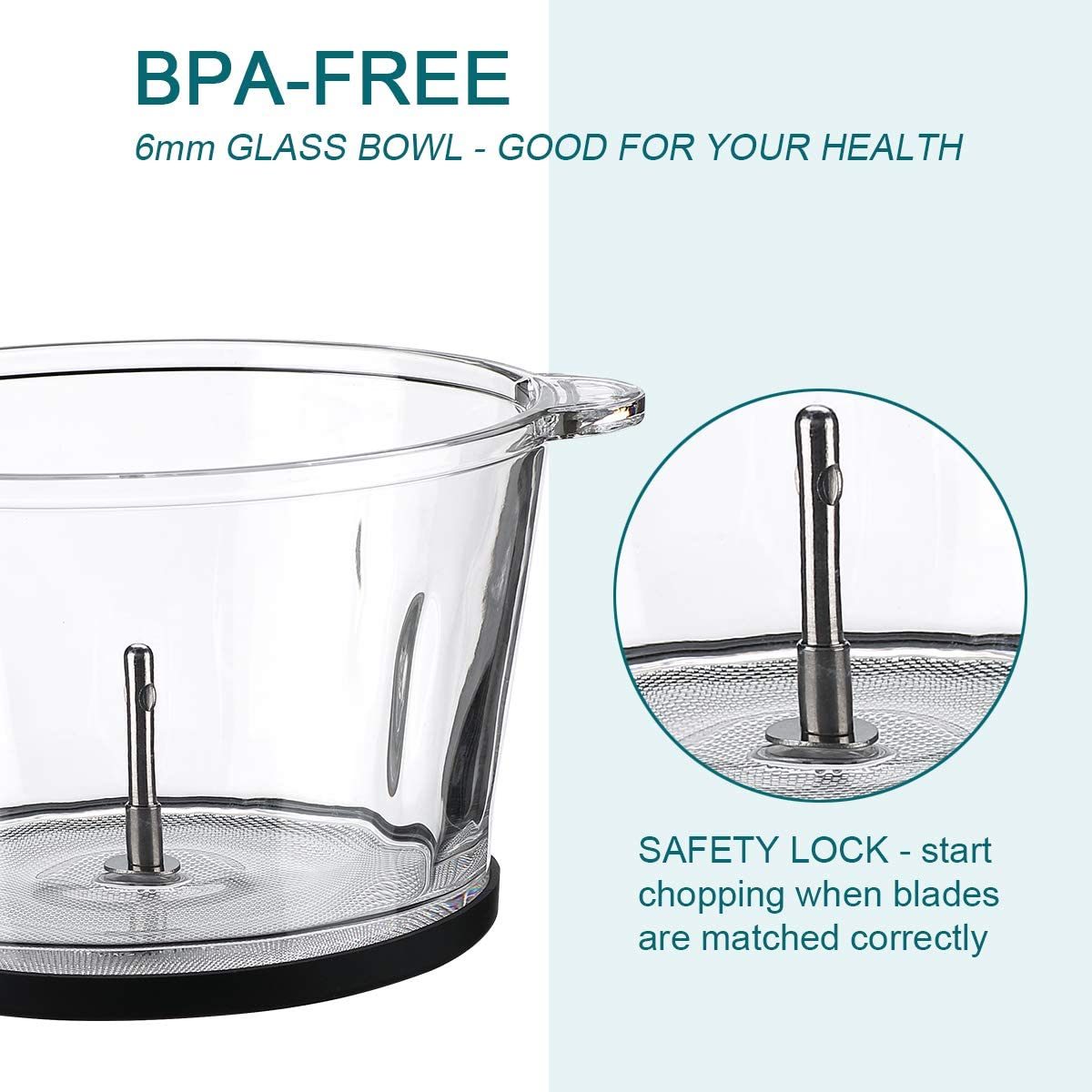 Homeleader Electric Food Chopper, 8-Cup Food Processor, 2L BPA-Free Glass Bowl Blender Grinder, Fast &amp; Slow 2 Speeds