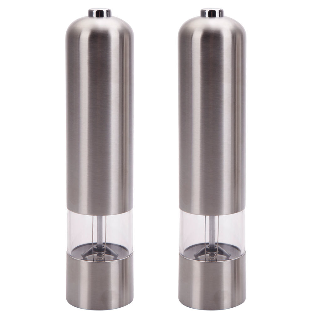 Pepper Mill, 2Pcs Stainless Steel Salt and Pepper Grinder Electric Automatic Seasoning