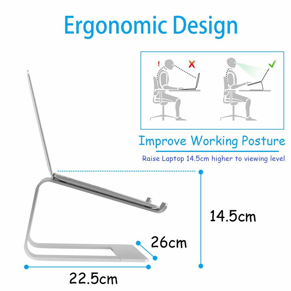 Laptop Stand for Desk Portable Tray Vertical Holder Ergonomic Mac Riser for Bed and Sofa Lap for MacBook Pro Air Netbook Tablet 10 to 17 inch -Silver