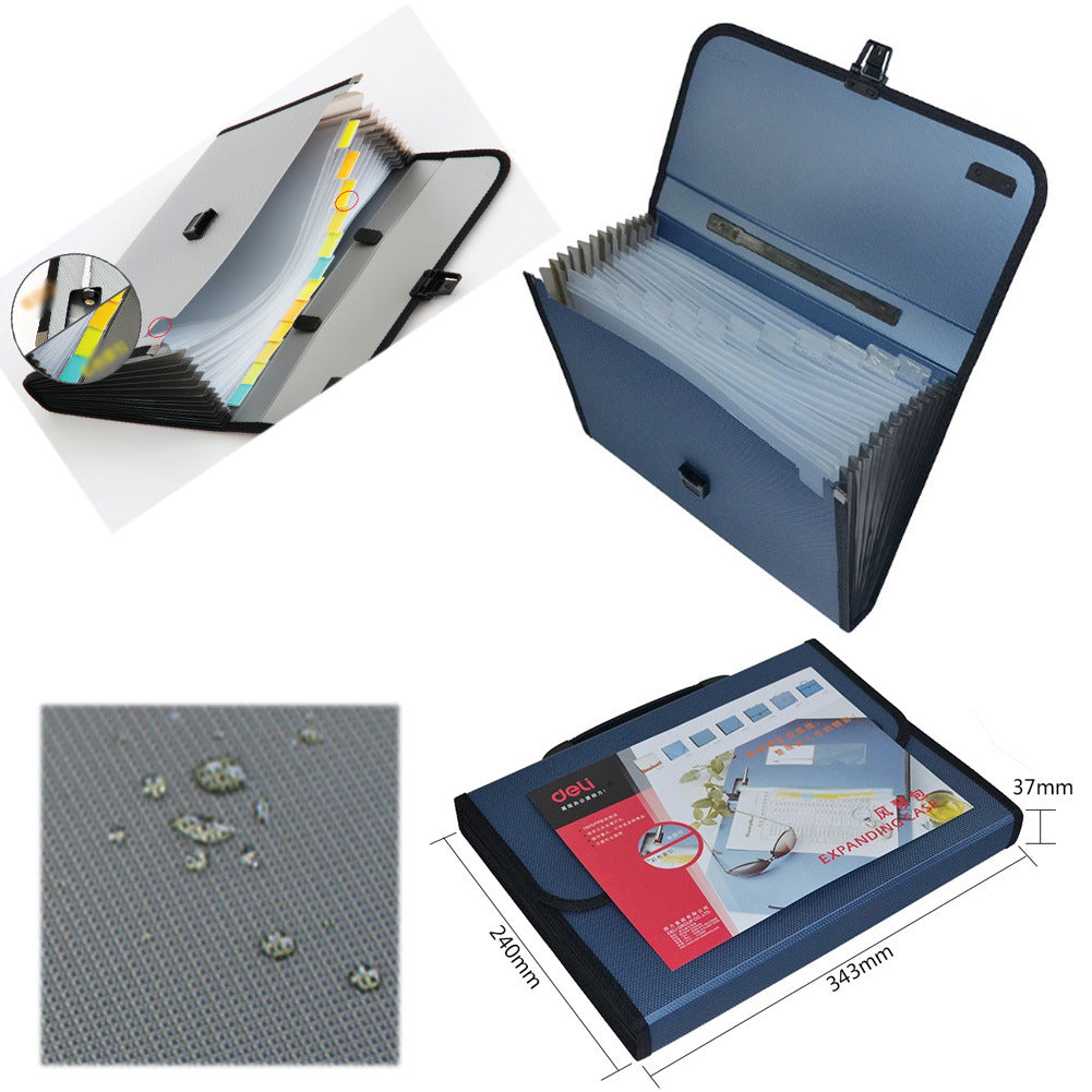 Elegant 12 Pockets Expanding File Folder With Handle Briefcase, Brown