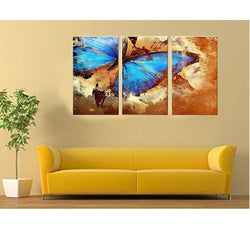 Butterfly World Wall Decor Oil Paintings On Canvas Various Abstract Designs 3 Panels