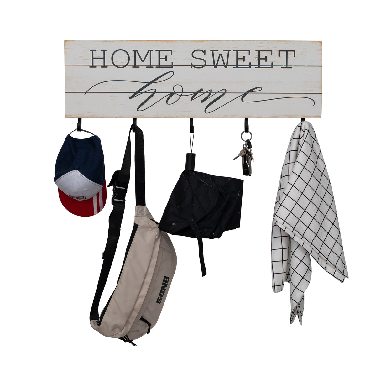 Coat Hook Rack Wall Mounted with 5 Key Hangers for Your Entryway, Kitchen, Bathroom RT