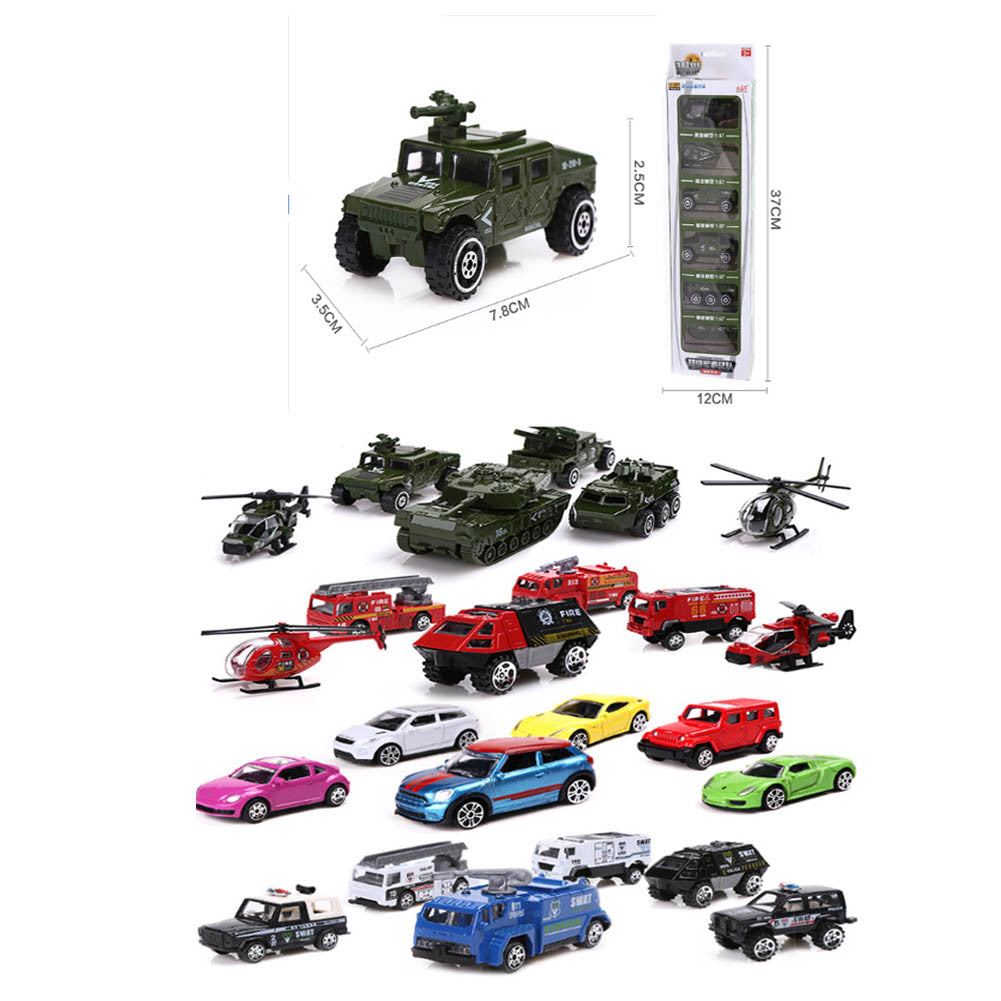 Children's toy military vehicle toy model car fire team 6 piece set